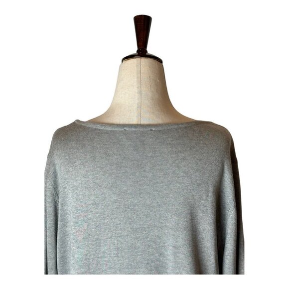H By Halston Gray Knit Long Sleeve Round Neck Lace Up‎ Side Sweater Size L - Picture 5 of 9